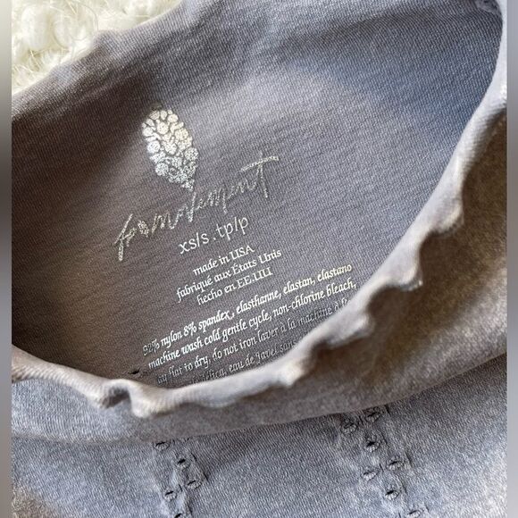 NWOT Free People Good Karma Hi Neck Layer Long Sleeve Top -Ice Grey Size XS - Picture 13 of 14